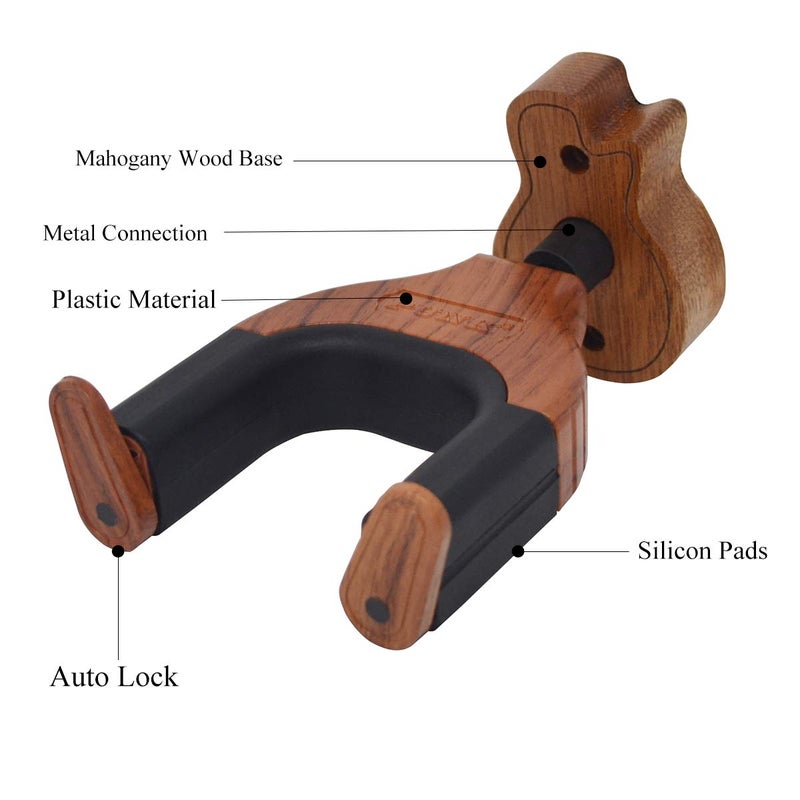 PUNK Guitar Wall Mount Guitar Hanger,Guitar Hook Guitar Stand,Auto Lock Guitar Wall Hanger,with Guitar Pick Necklace,for Acoustic,Electric,Classical,Bass - Image 5